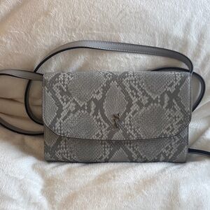 Gray Snake Print Crossbody Bag